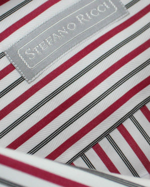 Stefano Ricci Dress Shirt White Burgundy Black