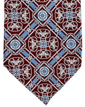 Stefano Ricci Silk Tie Dark Red Blue Design