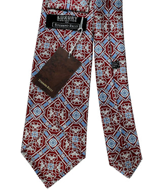 Stefano Ricci Silk Tie Dark Red Blue Design