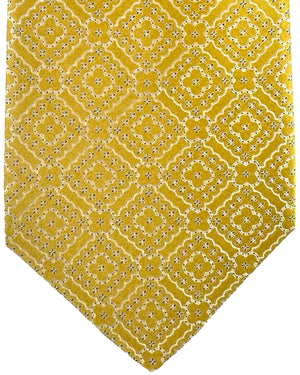 Stefano Ricci Silk Tie Mustard Gold Medallion Pattern