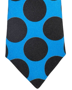 Sartorio Napoli Sevenfold Tie Aqua Blue Brown Large Dots