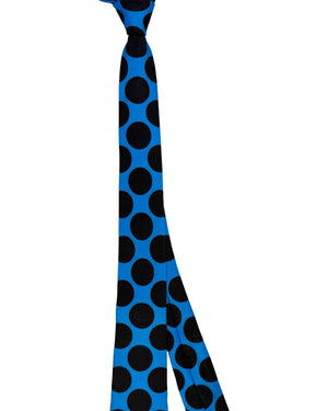 Sartorio Napoli Sevenfold Tie Aqua Blue Brown Large Dots
