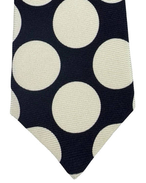 Sartorio Napoli Sevenfold Tie Dark Navy White Large Dots