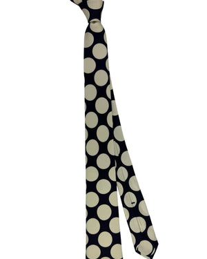 Sartorio Napoli Sevenfold Tie Dark Navy White Large Dots