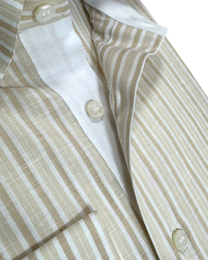 Stefano Ricci Shirt Beige Striped Design