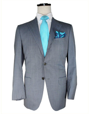 Kiton Suit Gray Blue 14 Micron Wool