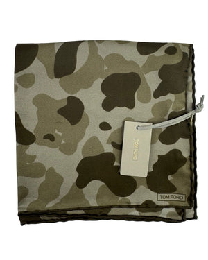 Tom Ford Silk Pocket Square Gray Camo