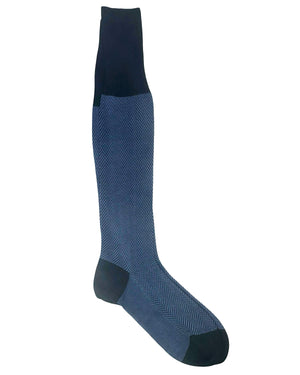 Tom Ford Midnight Blue Black Herringbone - Over The Calf