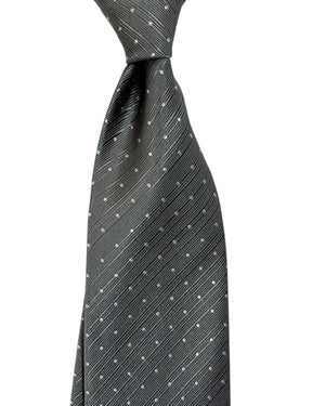 Tom Ford Tie Charcoal Gray Silver Mini Dots - Wide Necktie