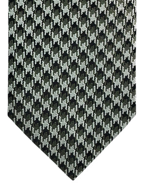 Tom Ford Tie Black Silver Forest Green Houndstooth
