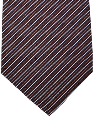 Valextra Silk Tie Maroon Stripes - Wide Necktie