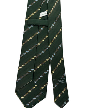 Valextra Tie Green Stripes - Jacquard Silk Wide Necktie