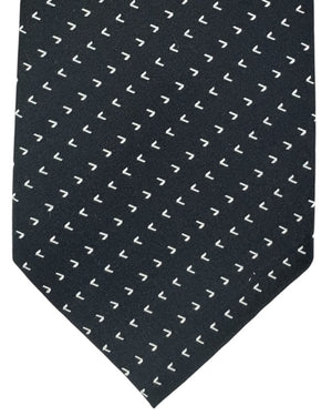 Valextra Silk Tie Navy With White Directional Arrows - Wide Necktie