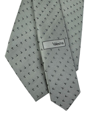 Valextra Silk Tie Gray With Black Directional Arrows - Wide Necktie