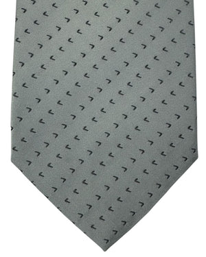Valextra Silk Tie Gray With Black Directional Arrows - Wide Necktie