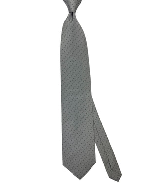 Valextra Silk Tie Gray With Black Directional Arrows - Wide Necktie