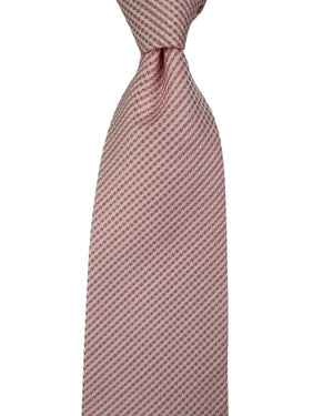 Valextra Silk Tie Pink And White Micro-Check Textured - Wide Necktie