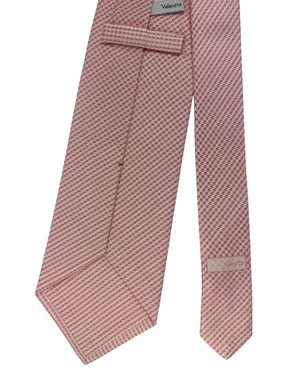 Valextra Silk Tie Pink And White Micro-Check Textured - Wide Necktie