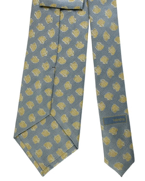 Valextra Silk Tie Blue Yellow Scallop Pattern - Wide Necktie