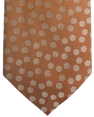 Valextra Silk Tie Peach Silver Polka Dots - Wide Necktie