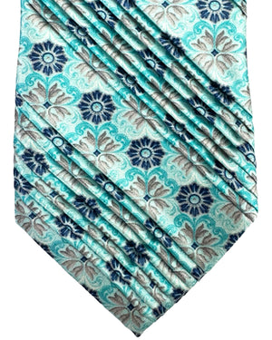 Vitaliano Pancaldi Pleated Silk Tie Aqua