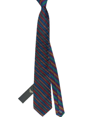 Vitaliano Pancaldi Pleated Silk Tie Striped Design
