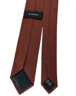 Ermenegildo Zegna Tie Rust Orange And Navy Houndstooth