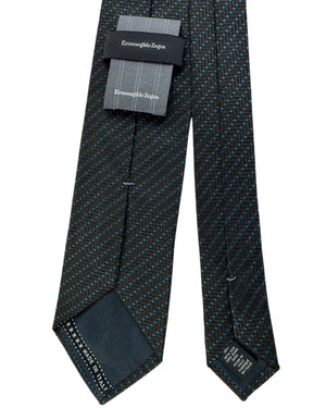 Ermenegildo Zegna Tie Brown Teal Dotted Stripes