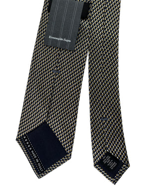 Ermenegildo Zegna Tie Black Gold Diagonal Micro Pattern