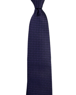 Zegna Tie Purple Black Grid Pattern