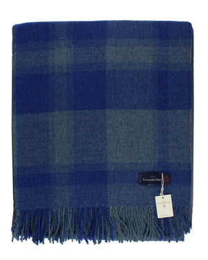 Royal Blue Gray Plaid Throw