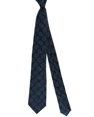 Navy Dark Blue Paisley Silk Necktie
