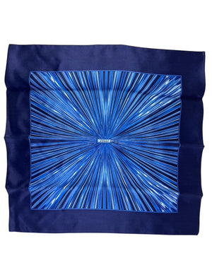 Zilli Silk Tie & Matching Pocket Square Set Blue Navy Stripes