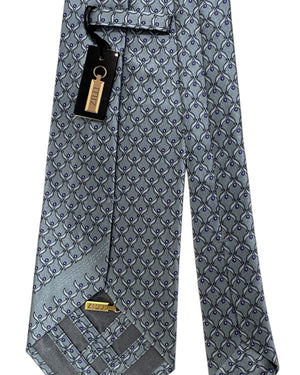 Zilli Tie Gray Lilac Design - Wide Necktie SALE