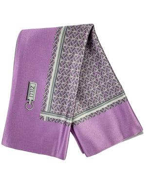 Zilli Pocket Square Pink Taupe Geometric Design