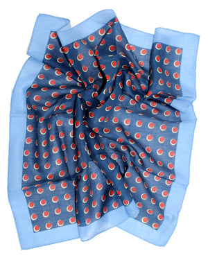 Luigi Borrelli Small Scarf Navy Red Blue Dots SALE