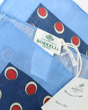Luigi Borrelli Small Scarf Navy Red Blue Dots SALE