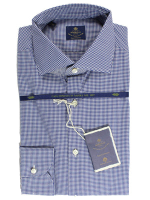 Luigi Borrelli Dress Shirt White Navy Mini Check 