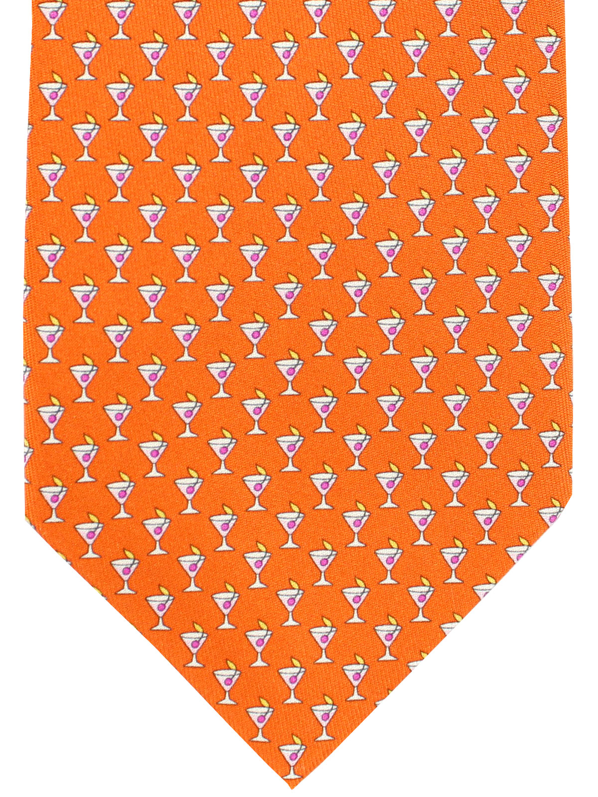 Salvatore Ferragamo Silk Tie Orange Martini Design