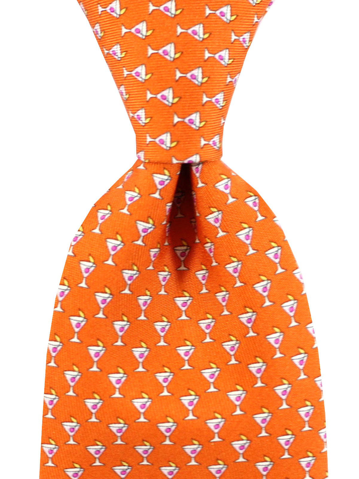 Salvatore Ferragamo Silk Tie Orange Martini Design