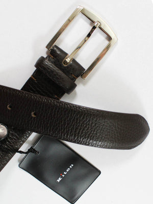 Kiton Belt Dark Brown Leather Men Belt 110 / 44 SALE