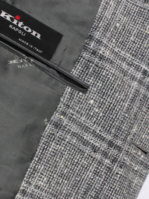 Kiton Sport Coat Gray Windowpane - Cashmere Unlined Men Blazer EUR 50 - US 40 R SALE