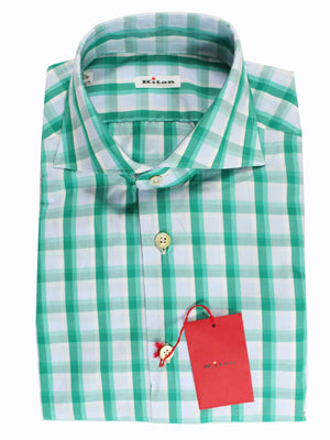 Kiton Shirt White Turquoise Green 