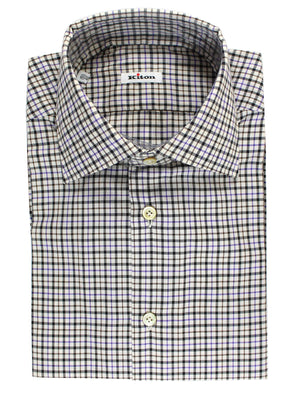 Kiton Dress Shirt White Purple Men