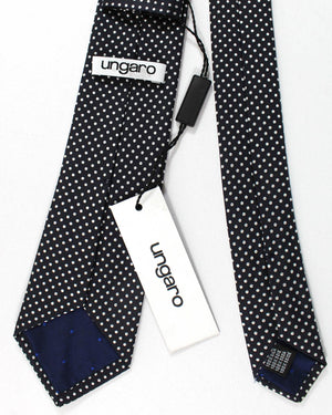 Ungaro Silk Tie Dark Blue Silver Dots -