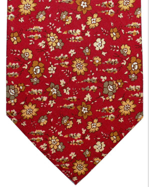 Cesare Attolini Tie Dark Red Mustard Floral SALE