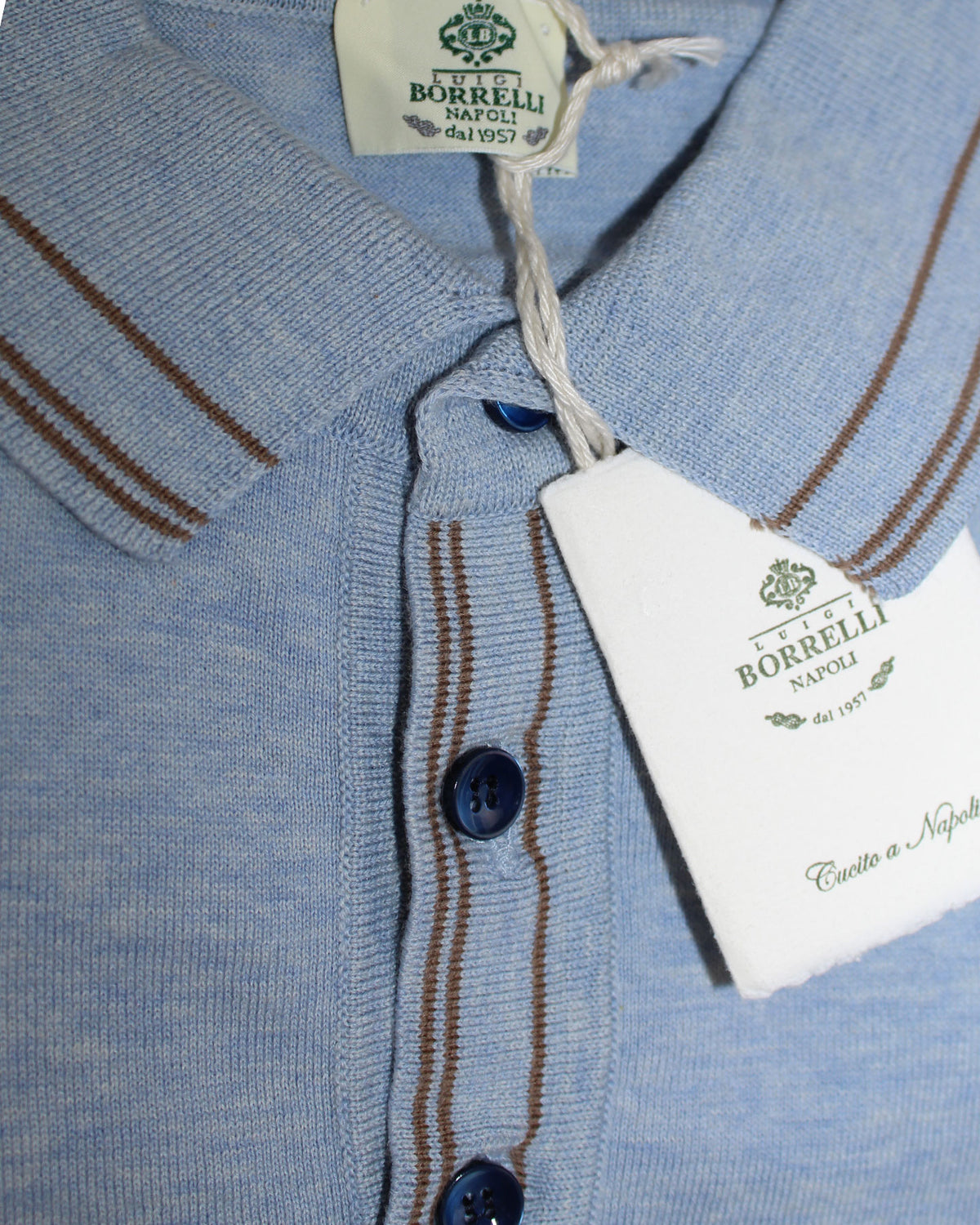 Luigi Borrelli Polo Shirt Blue EU 48 - US 38