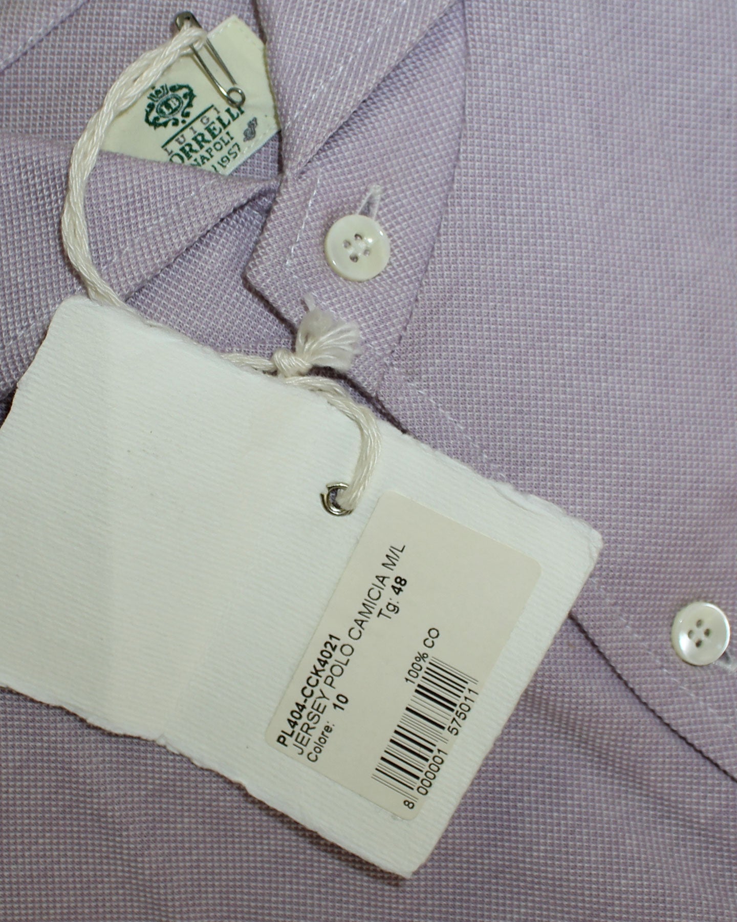 Luigi Borrelli Long Sleeve Polo Shirt Lilac