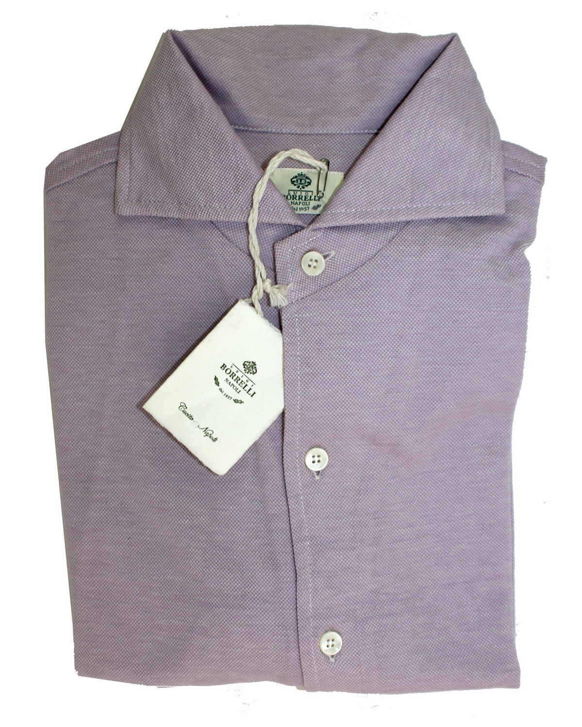 Luigi Borrelli Long Sleeve Polo Shirt Lilac