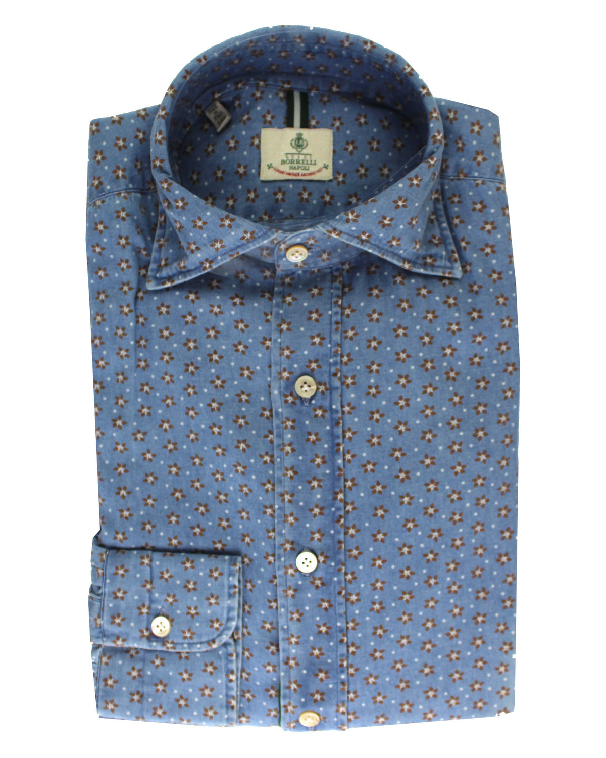 Luigi Borrelli Sport Shirt Blue Floral 